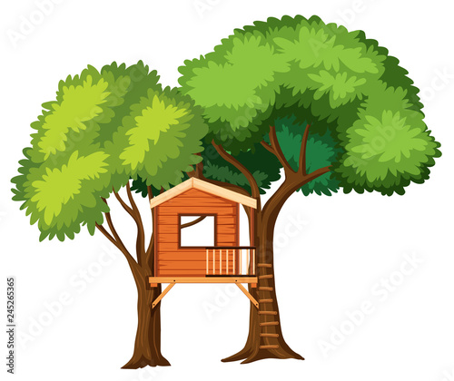 Isolated tree house on white background