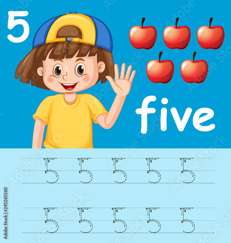 Number five tracing alphabet worksheets