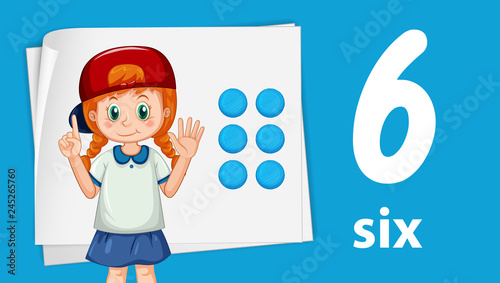 Girl showing number six