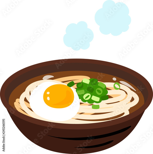 温かいうどん、月見うどん
