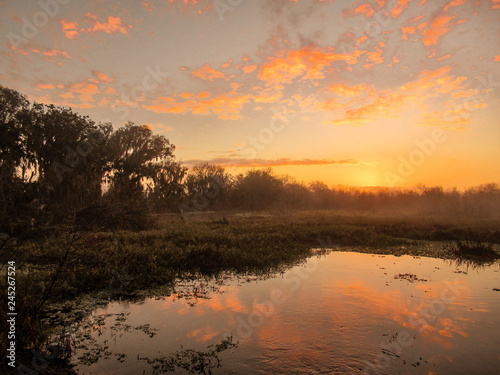 Sunrise on a foggy morning