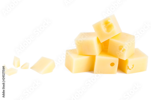 Käse Würfel isoliert Hintergrund weiß