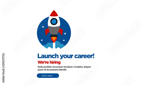  Launch Your Career We Are Hiring Poster Design with Rocket Illustration