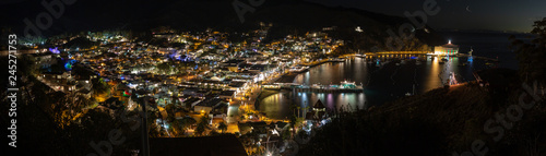 Avalon  harbor city of Catalina Island seen at night in winter.