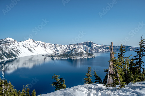 Majestic Crater Lake National Park in the Winter