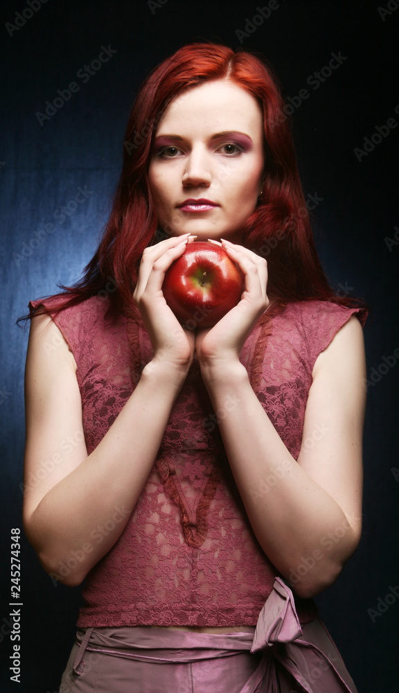 young woman with apple young woman with apple