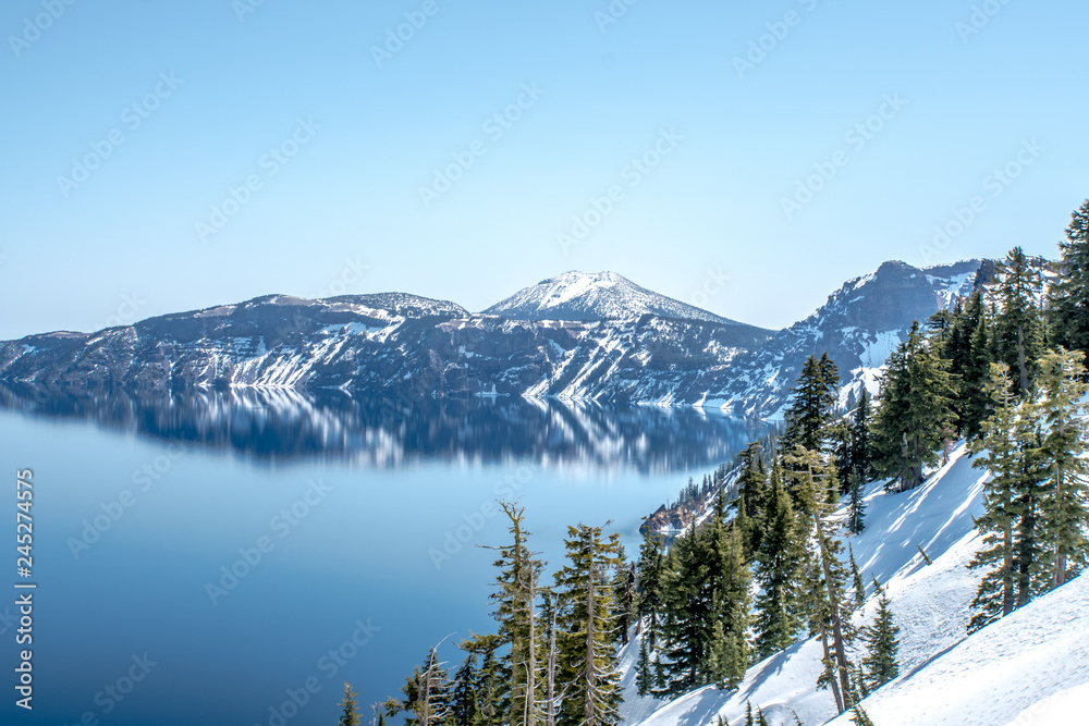 Majestic Crater Lake National Park in the Winter