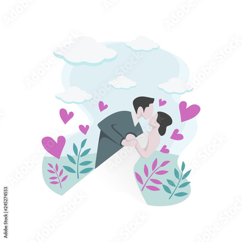 Happy couple in love with c...