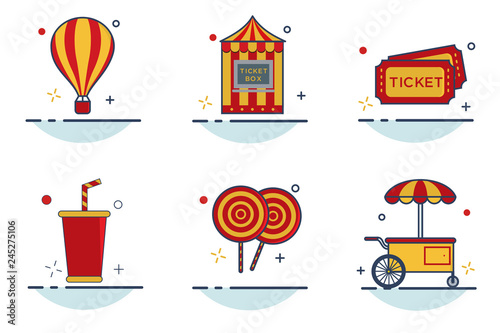 Carnival Icon Set With Outline Filled Style