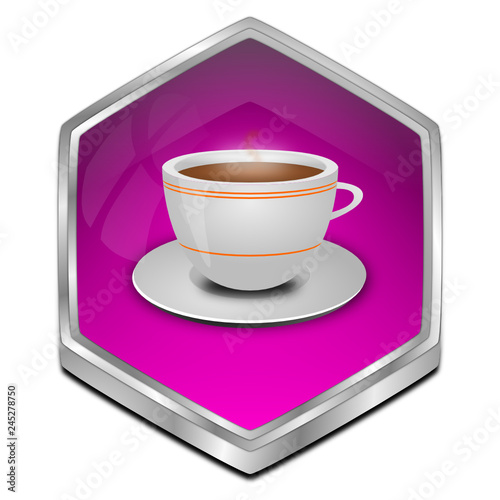 Button with a Cup of Coffee - 3D illustration