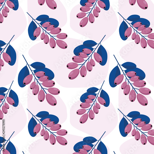 Vector Leaves and berries pattern