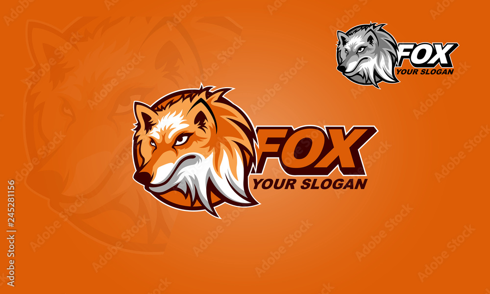 Fotografie A funny and modern fox inspired mascot logo template.