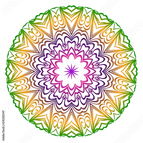 Anti-stress therapy pattern. Mandala. For design backgrounds. Vector illustration. Rainbow color