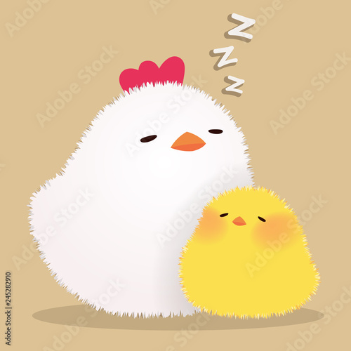 cute hen and chicks character design set vector illustration