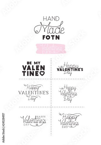 set made fonts happy valentines day
