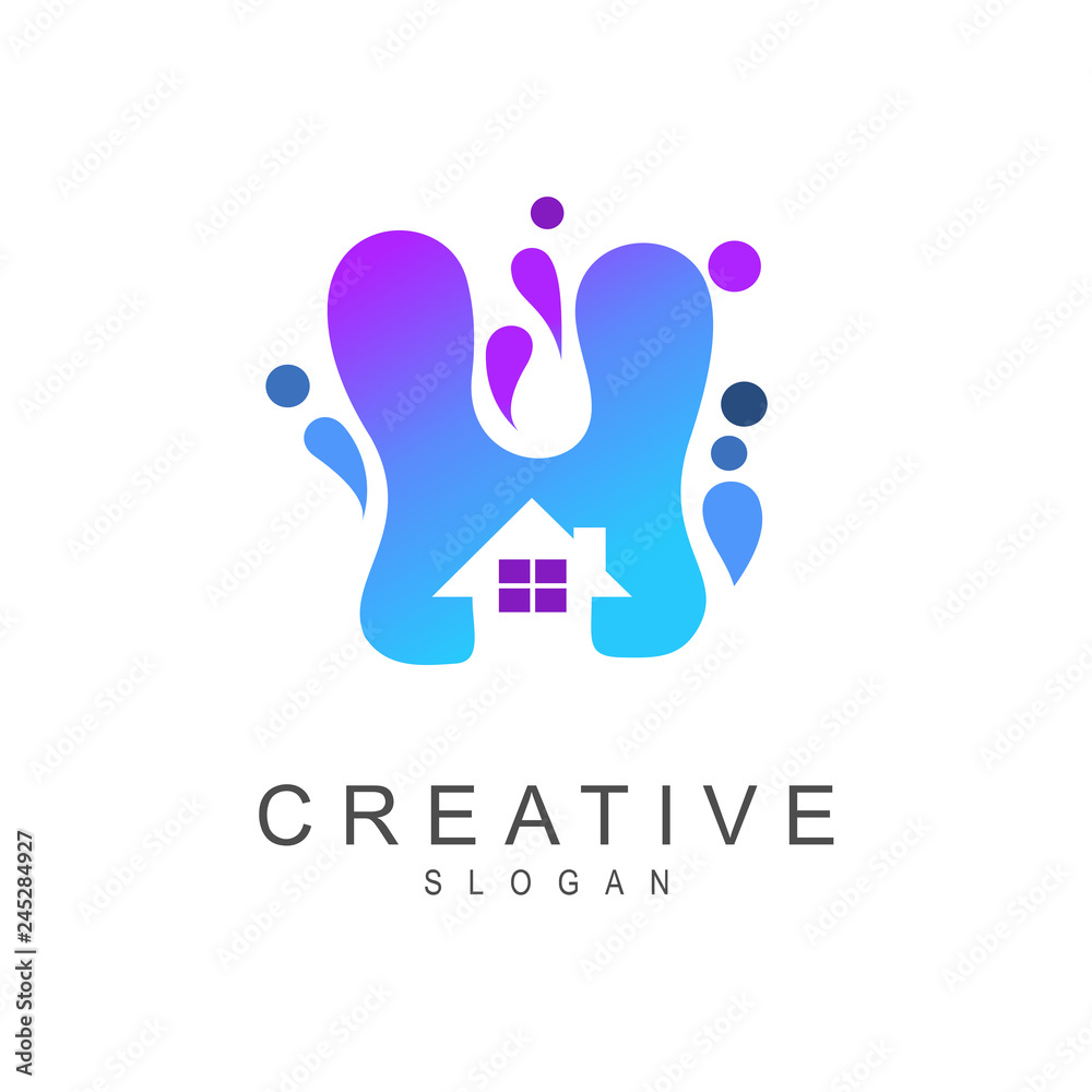 letter h with house logo template, splash letter h for house logo design letter h with house logo template, splash letter h for house logo design