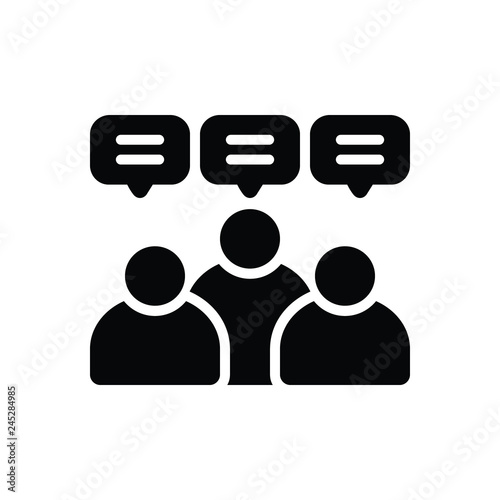 Black solid icon for social group  