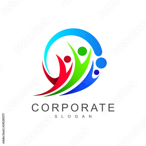 family logo, people group icon, happy people symbol, success people logo