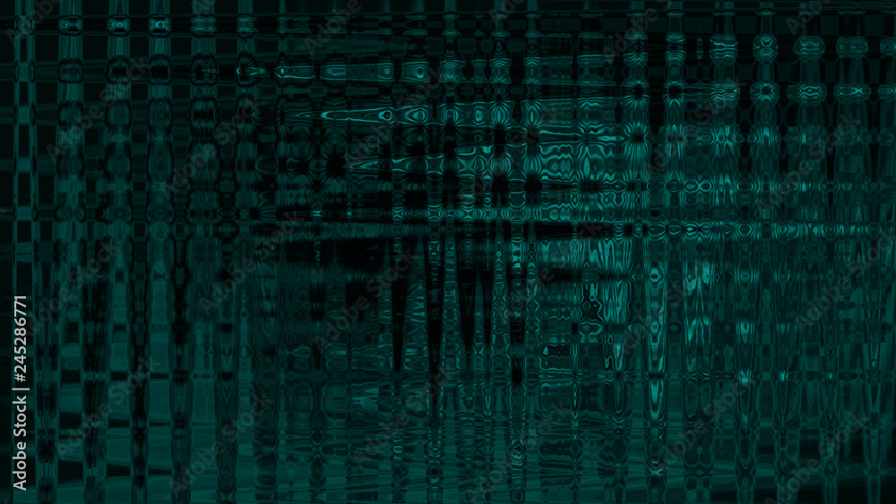 Turquoise glitch effect background. Turquoise and black noise texture