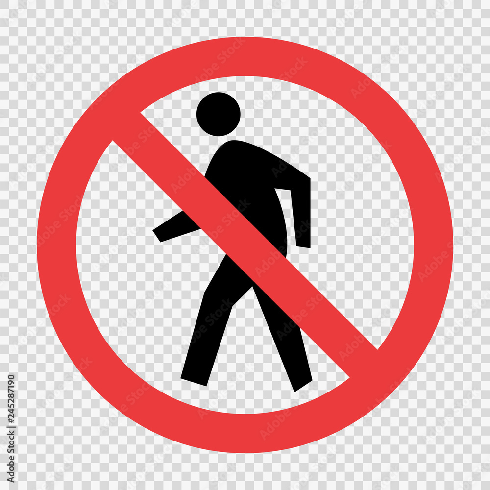 No Pedestrian Traffic Sign on transparent background No Pedestrian Traffic Sign on transparent background
