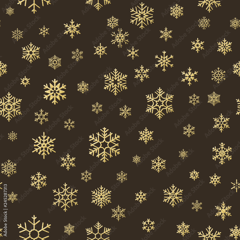 Merry Christmas holiday decoration effect. Golden snowflake seamless pattern. EPS 10 Merry Christmas holiday decoration effect. Golden snowflake seamless pattern. EPS 10