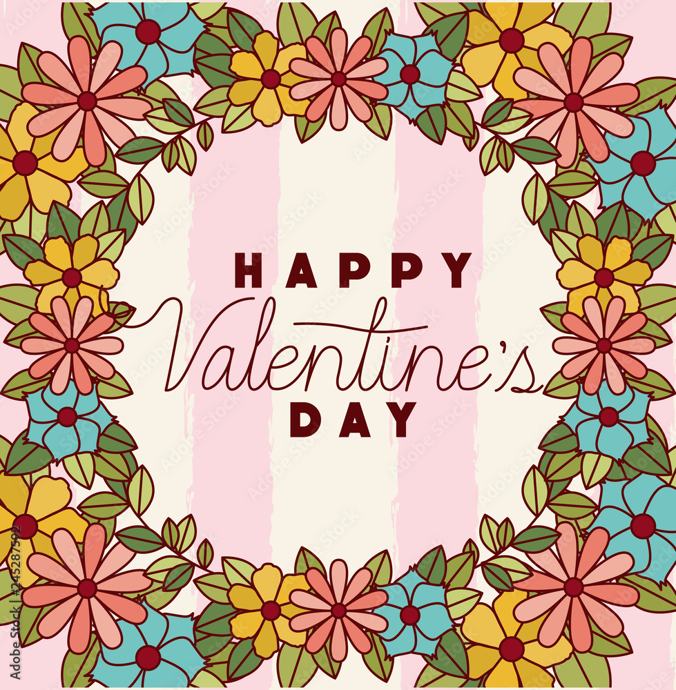 happy valentines day card with floral crown happy valentines day card with floral crown
