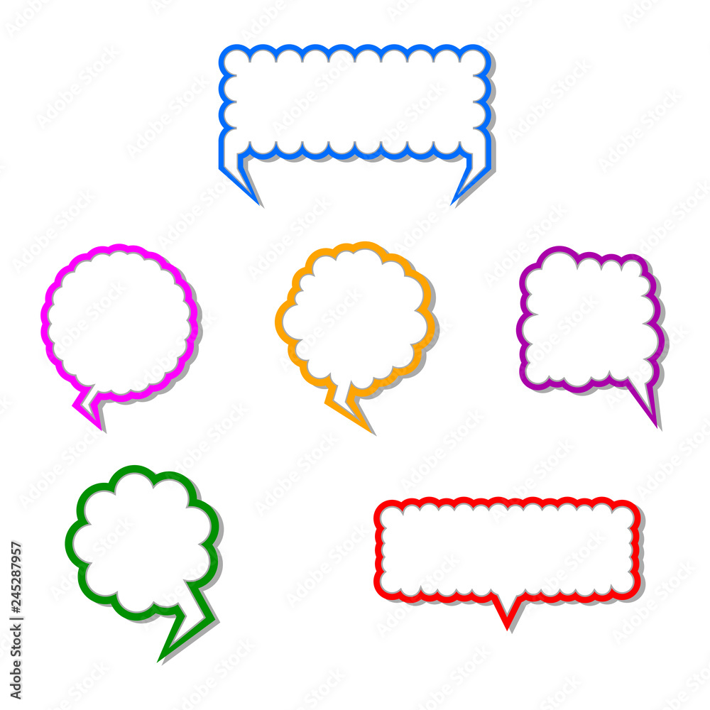 A collection of speech and thought communication bubbles	