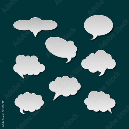 A collection of speech and thought communication bubbles 