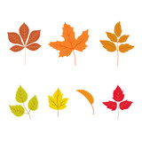 Autumn leaves doodles set	