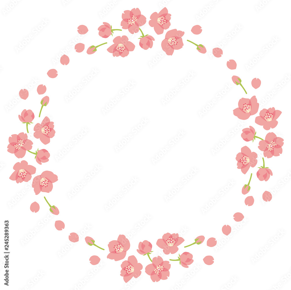 Pink cherry blossom circle frame