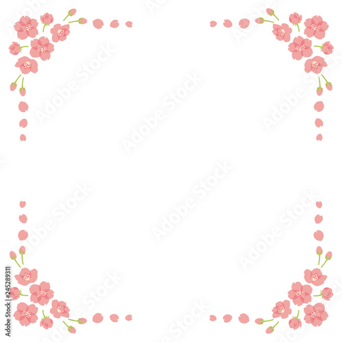 Pink cherry blossom square frame © machun