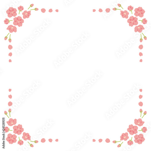 Pink cherry blossom square frame