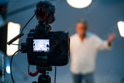 Actor in front on the camera in an audition photo