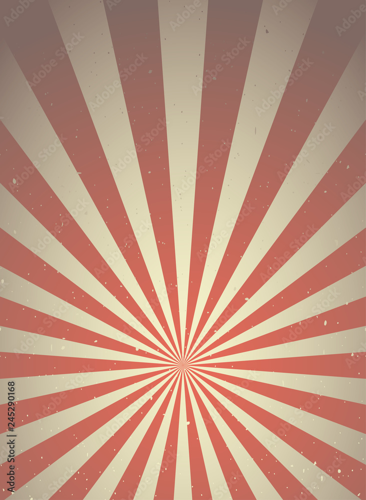 Fototapeta premium Sunlight retro vertical grunge background. red and beige color burst background. Vector illustration.