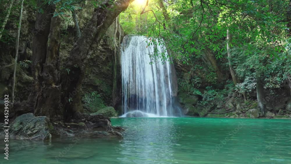 Erawan waterfall in Kanchanaburi, Thailand. Beautiful waterfall with emerald pool in nature. Erawan waterfall in Kanchanaburi, Thailand. Beautiful waterfall with emerald pool in nature.