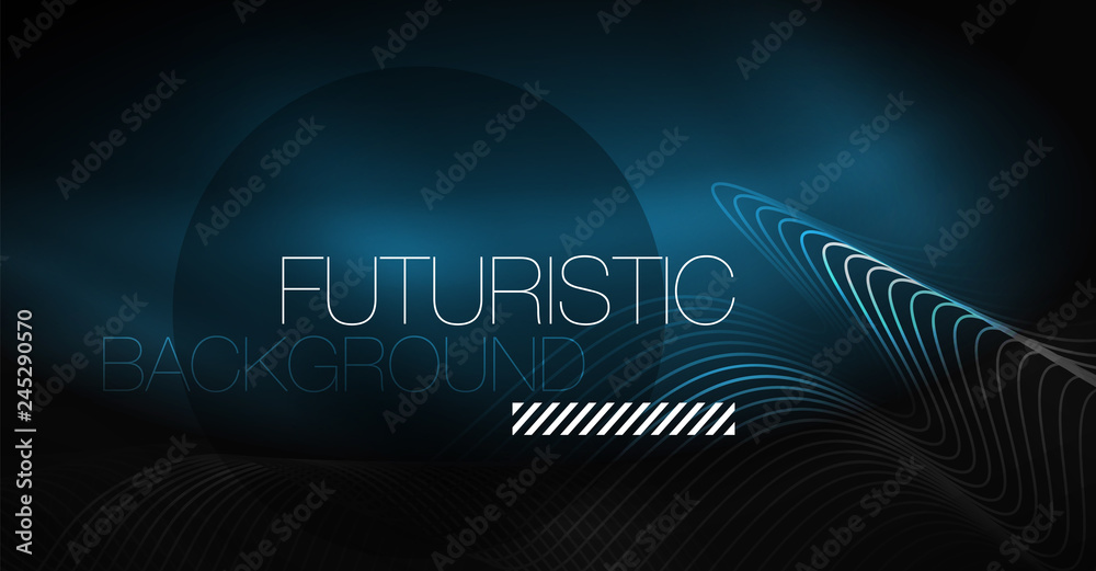 Neon lines wave background. Abstract composition Neon lines wave background. Abstract composition