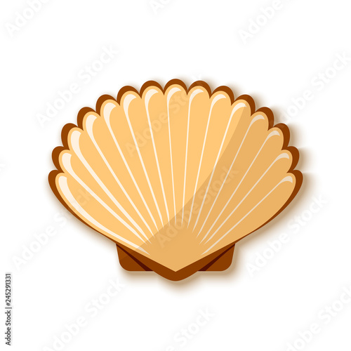 Seashell icon in flat style placed on white background