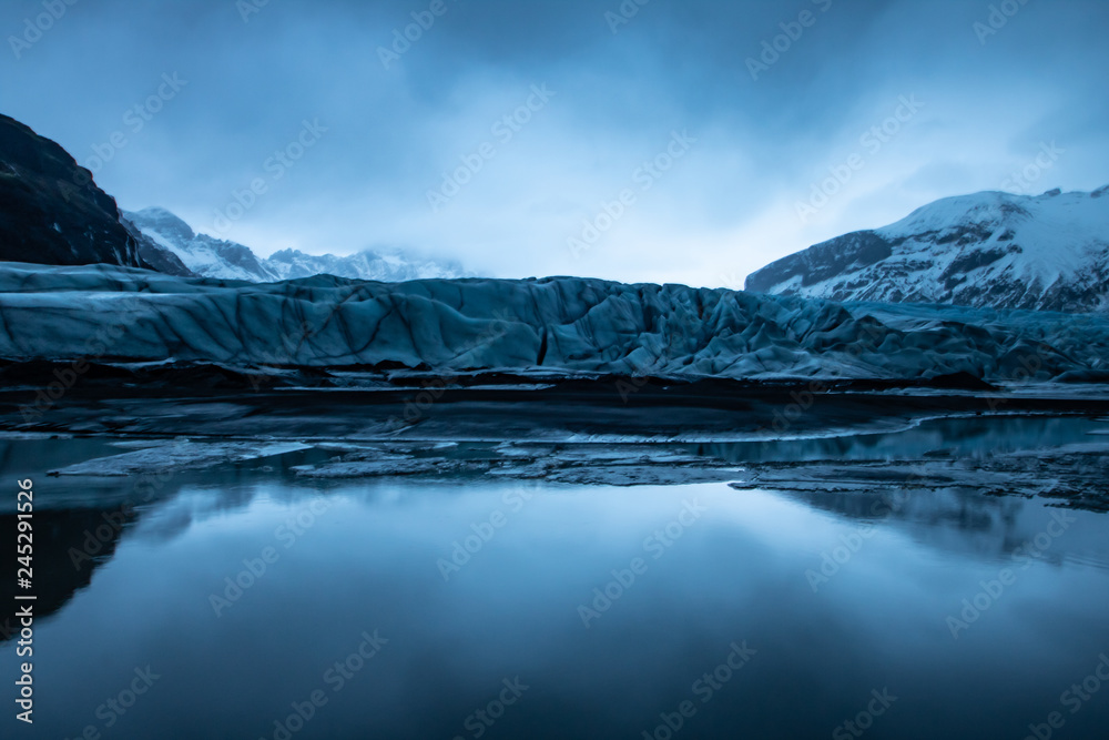 Moody Icelandic glacier in fog