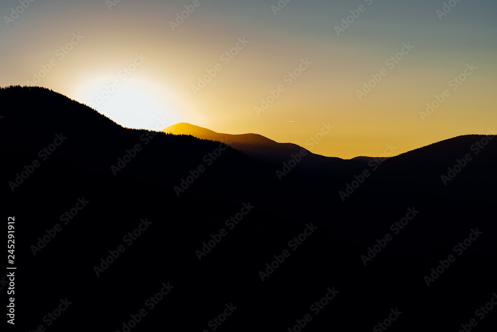 Magnificent scenic view of the mountain in the evening Magnificent scenic view of the mountain in the evening