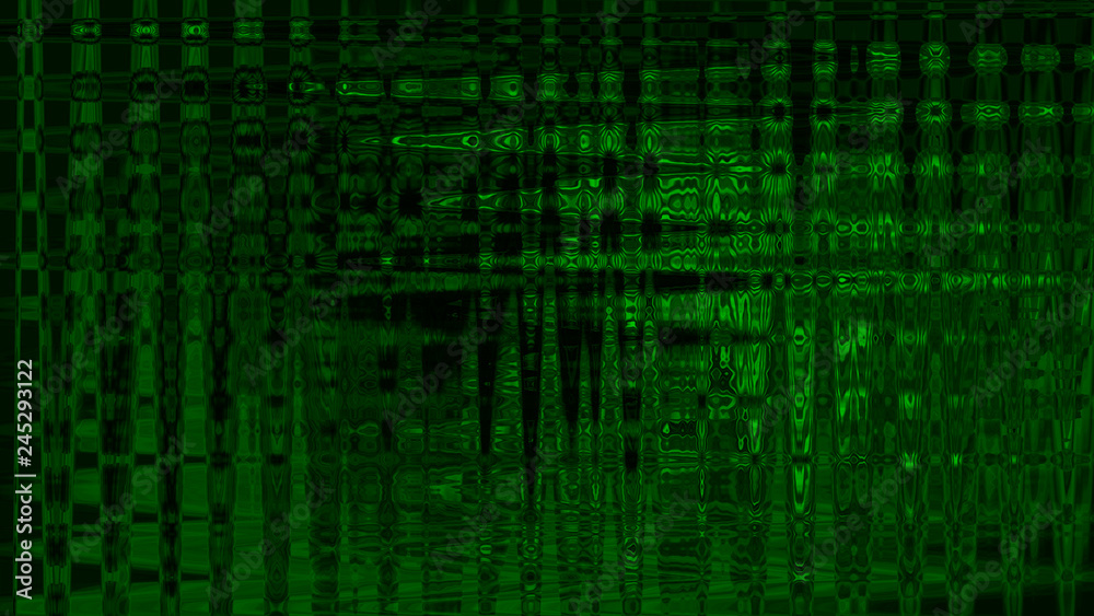 Green and black line background. Abstract lines texture. Glitch effect background