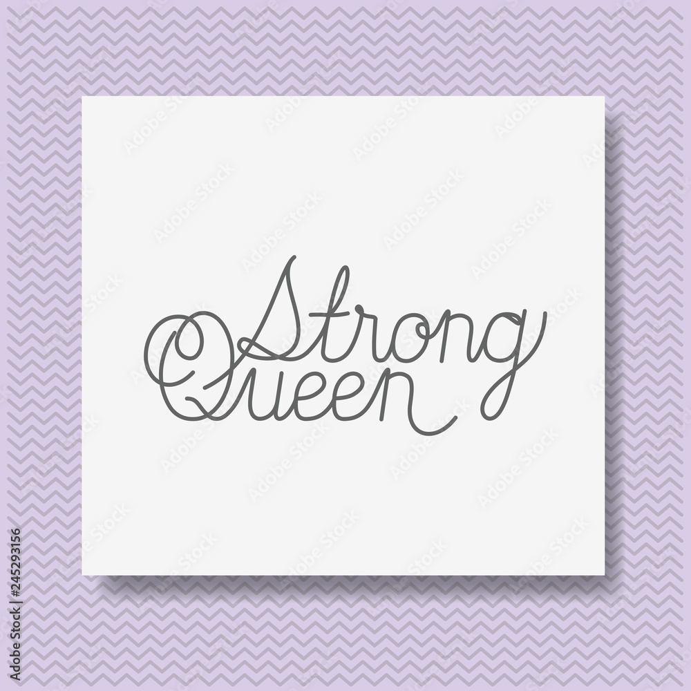 card with strong female message hand made font