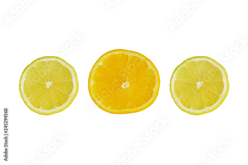 citrus slice  orange and lemons isolated on white background  clipping path