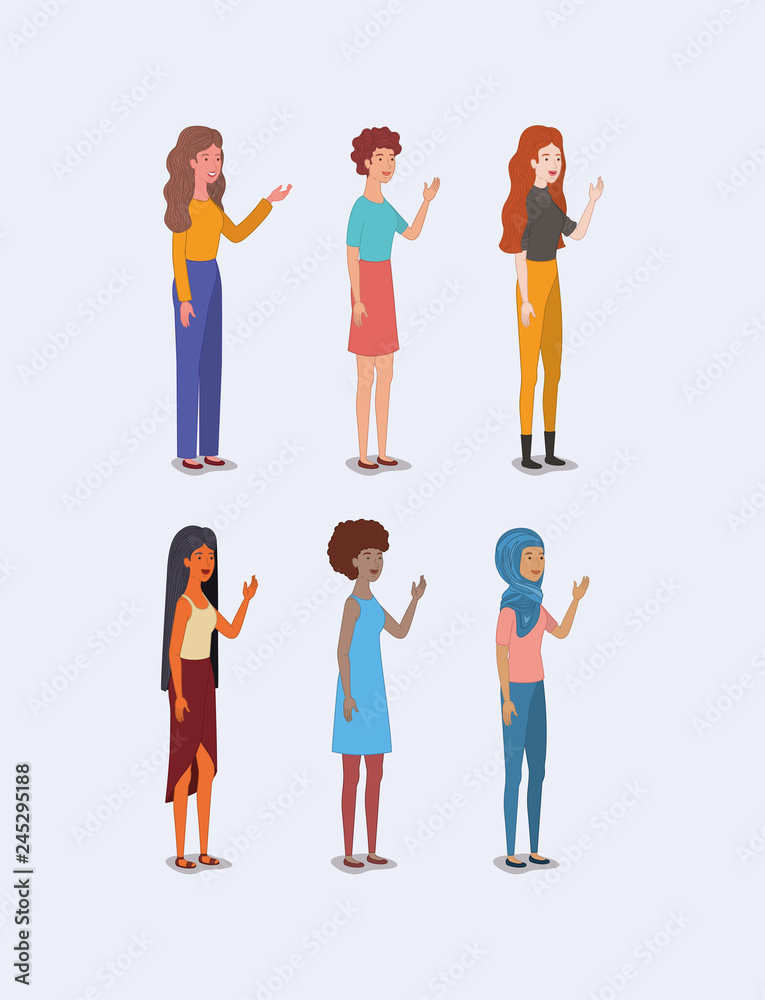 Naklejka premium group of women characters