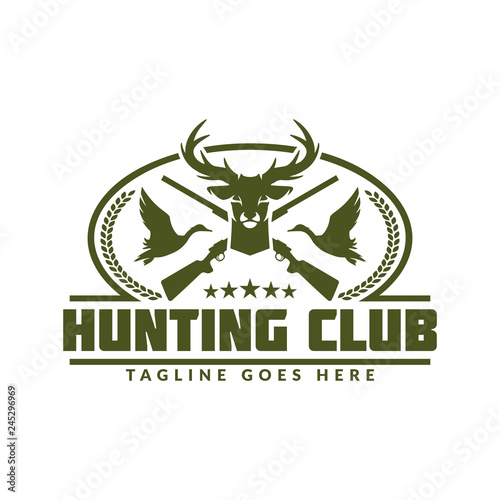 Deer or duck hunting logo, hunting badge or emblem for hunting club and sports