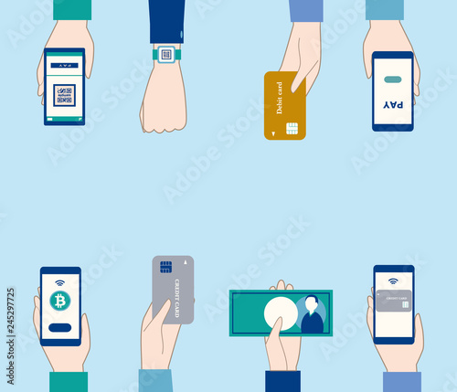 Illustration set of various payment methods