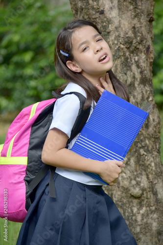 Unhappy Cute Diverse Student Child