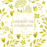 Vector seamless pattern. Golden botanical ethnic painting for design of printed products, backgrounds. Imitation of drawing with golden felt-tip pen.
