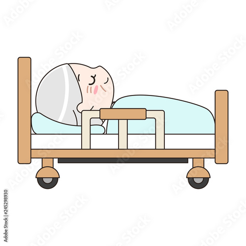 眠っているシニア女性