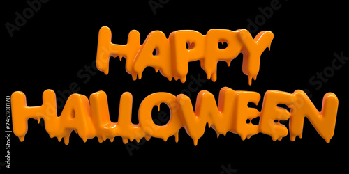 liquid alphabet.halloween alphabet.Happy Halloween words.3D Rendering. 