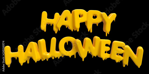 liquid alphabet.halloween alphabet.Happy Halloween words.3D Rendering. 